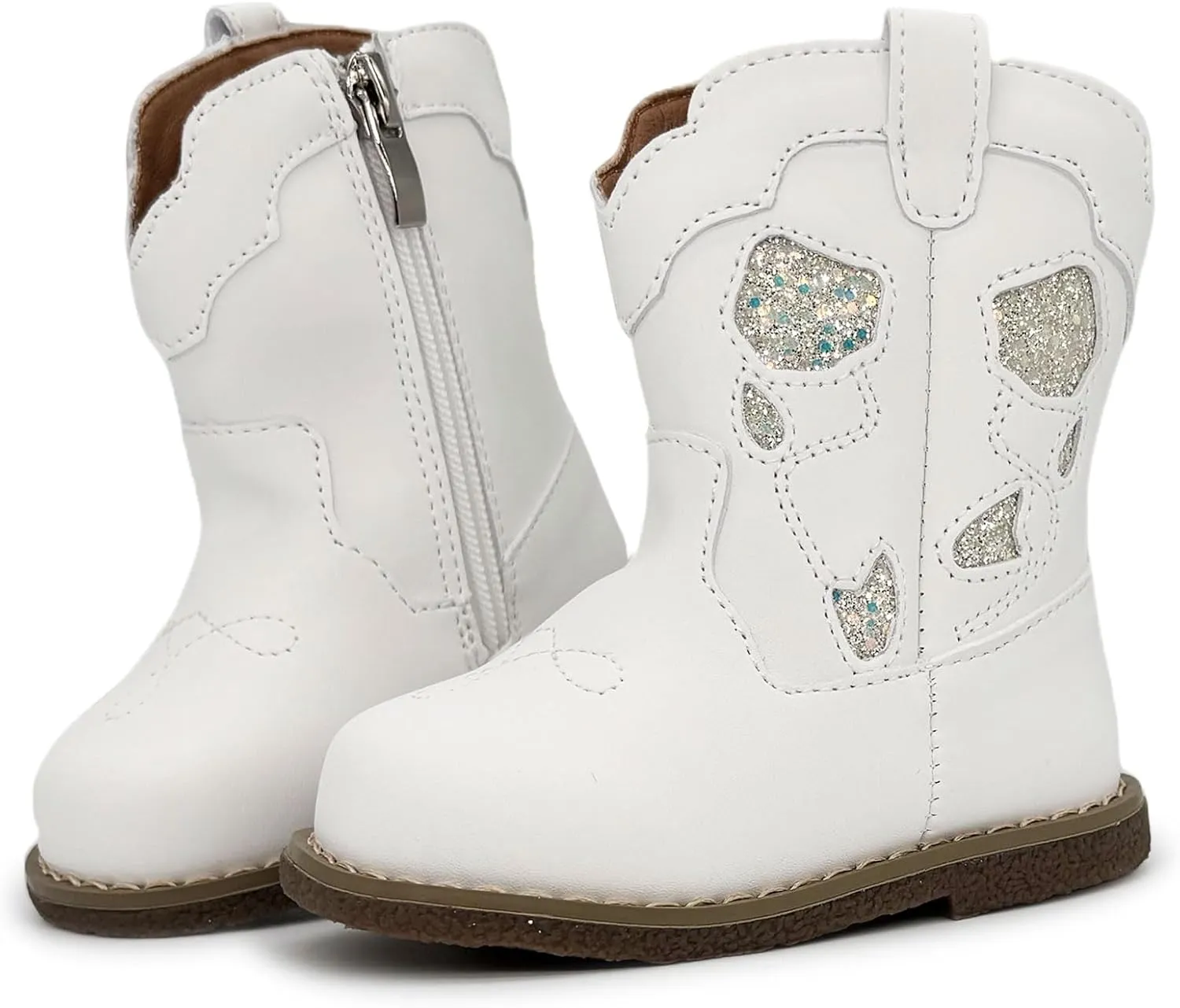 Baby Cowboy Cowgirl Boots Infant Boys Girls Western Booties Round Toe Riding Mid Calf Boots for All Seasons for 6 9 12 15 18 24 Months