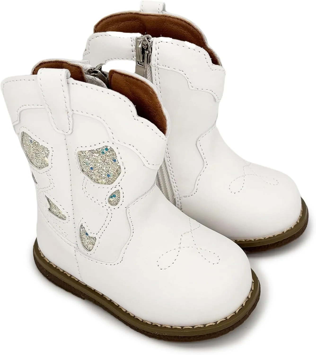 Baby Cowboy Cowgirl Boots Infant Boys Girls Western Booties Round Toe Riding Mid Calf Boots for All Seasons for 6 9 12 15 18 24 Months