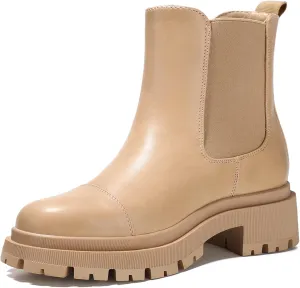 Bacia Chelsea Boots Women Lug Sole Ankle Boots Chunky Heel Slip On Booties