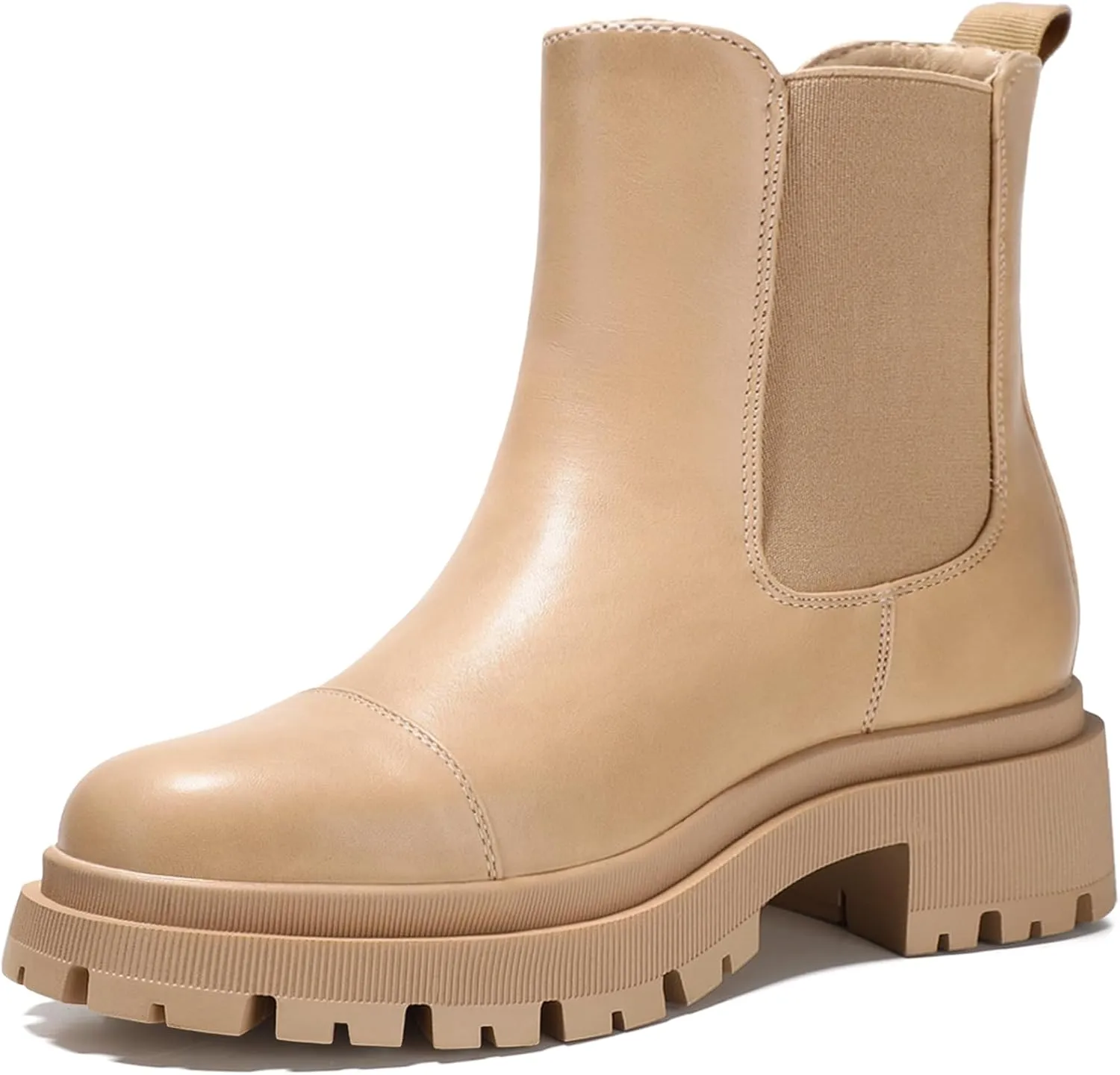 Bacia Chelsea Boots Women Lug Sole Ankle Boots Chunky Heel Slip On Booties
