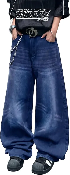Baggy Jeans for Men Super Wide Leg Jeans Street Style Hip Hop Skater Denim Pants Streetwear
