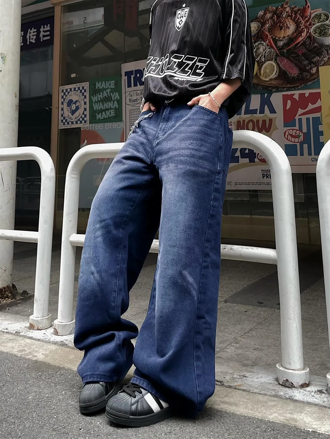 Baggy Jeans for Men Super Wide Leg Jeans Street Style Hip Hop Skater Denim Pants Streetwear