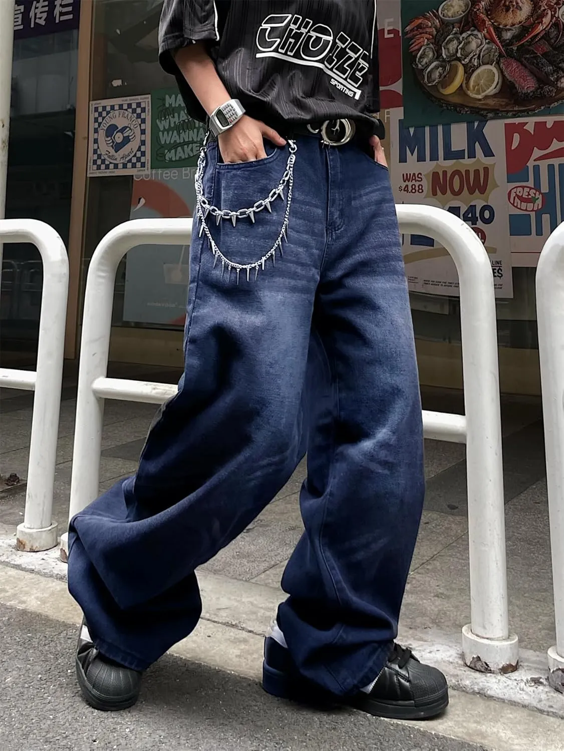 Baggy Jeans for Men Super Wide Leg Jeans Street Style Hip Hop Skater Denim Pants Streetwear