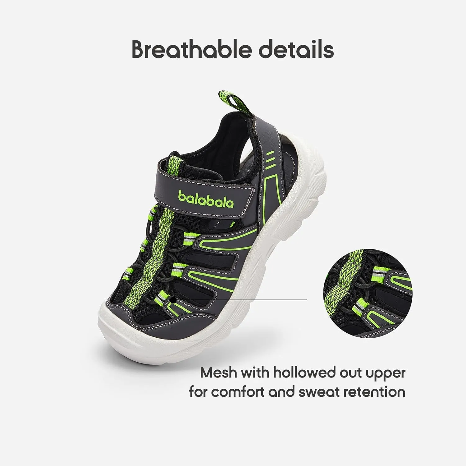 Balabala Boys Sport Sandal Kids Water Sandals Non-slip Lightweight Outdoor Hiking Closed-Toe Summer Shoes (Toddler/Little Kid/Big Kid)