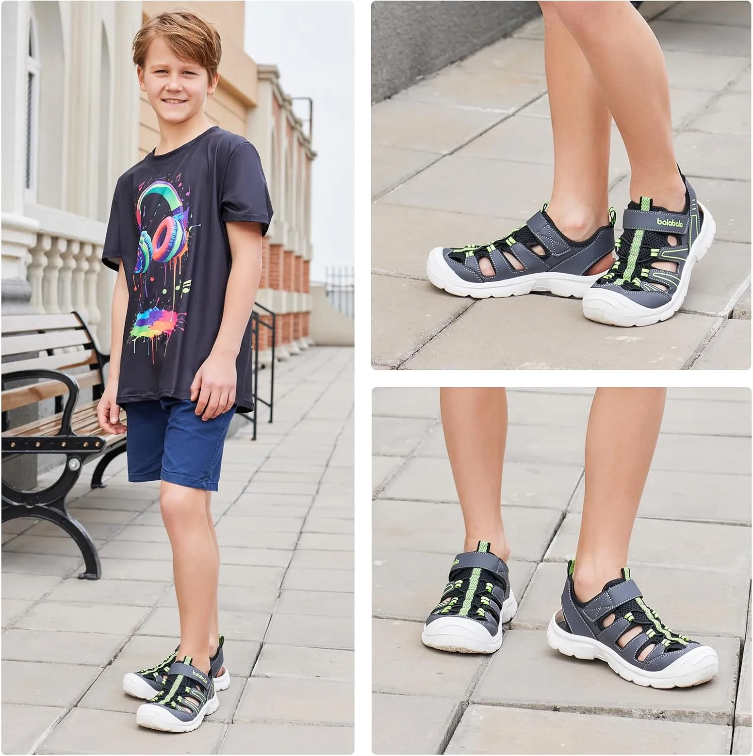Balabala Boys Sport Sandal Kids Water Sandals Non-slip Lightweight Outdoor Hiking Closed-Toe Summer Shoes (Toddler/Little Kid/Big Kid)