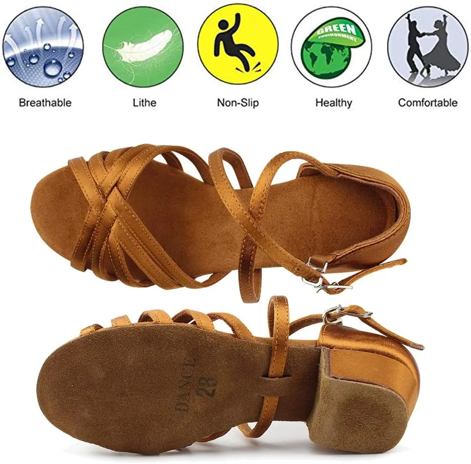 Ballroom Dance Shoes Latin Wedding Party Performance Sandals for Girls
