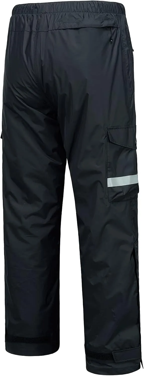 BASSDASH Complete Men’s Breathable Waterproof Rain Pant Lightweight Over Pant with 1/2 Zip Legs for Fishing Kayaking Hiking