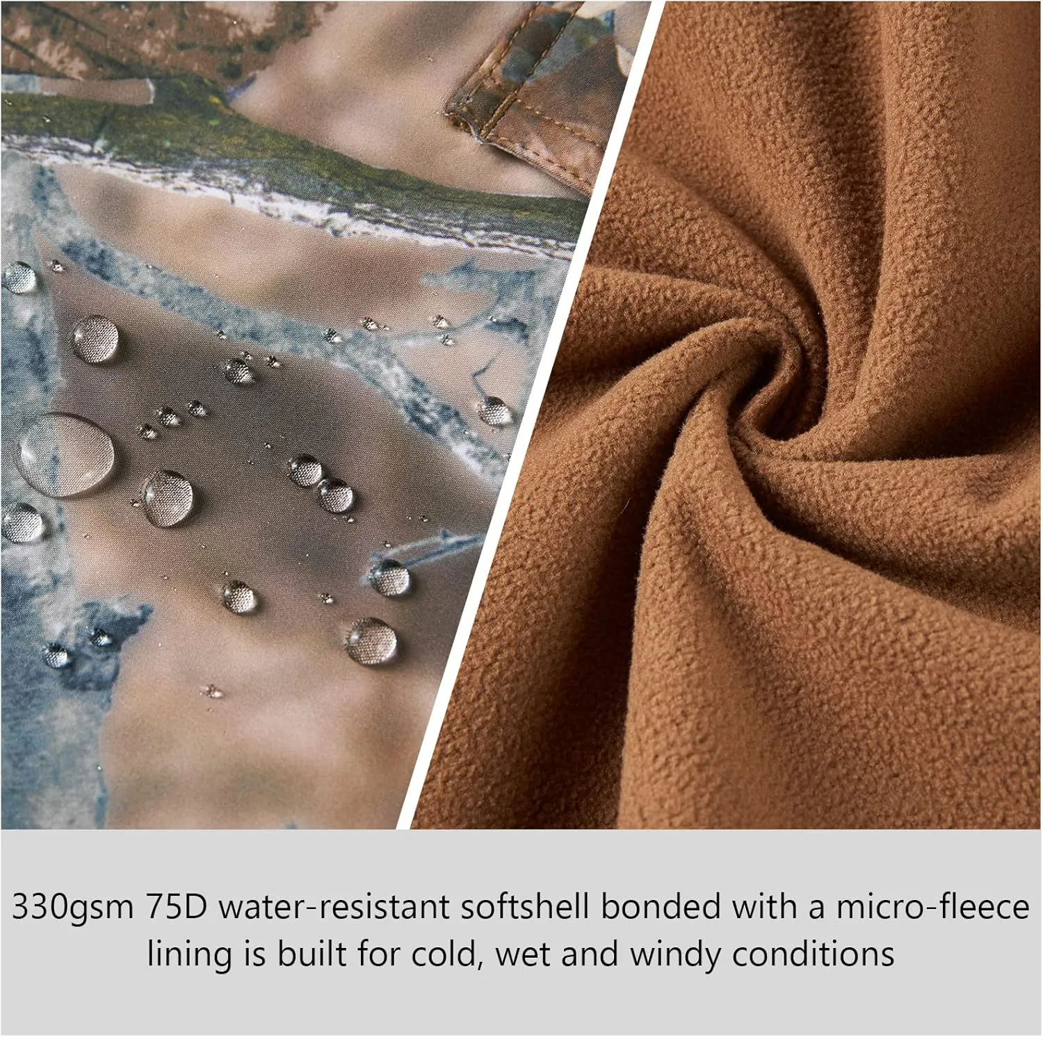 BASSDASH Splice Insulated Hunting Softshell Pants Water Resistant Camo Fishing Tactical Reinforced Windproof Fleeced Pant