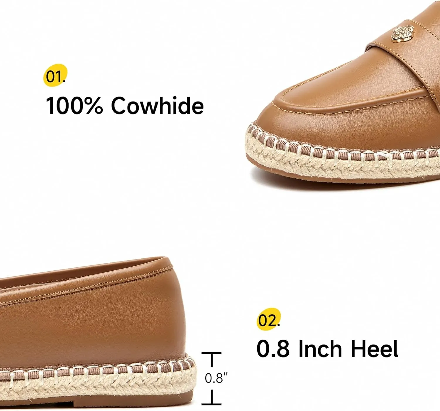 BEAU TODAY Women's Black Solid Casual Loafers, Breathable Lightweight Penny Loafers for Women, Slip-On Leather Loafers, Walking Flats