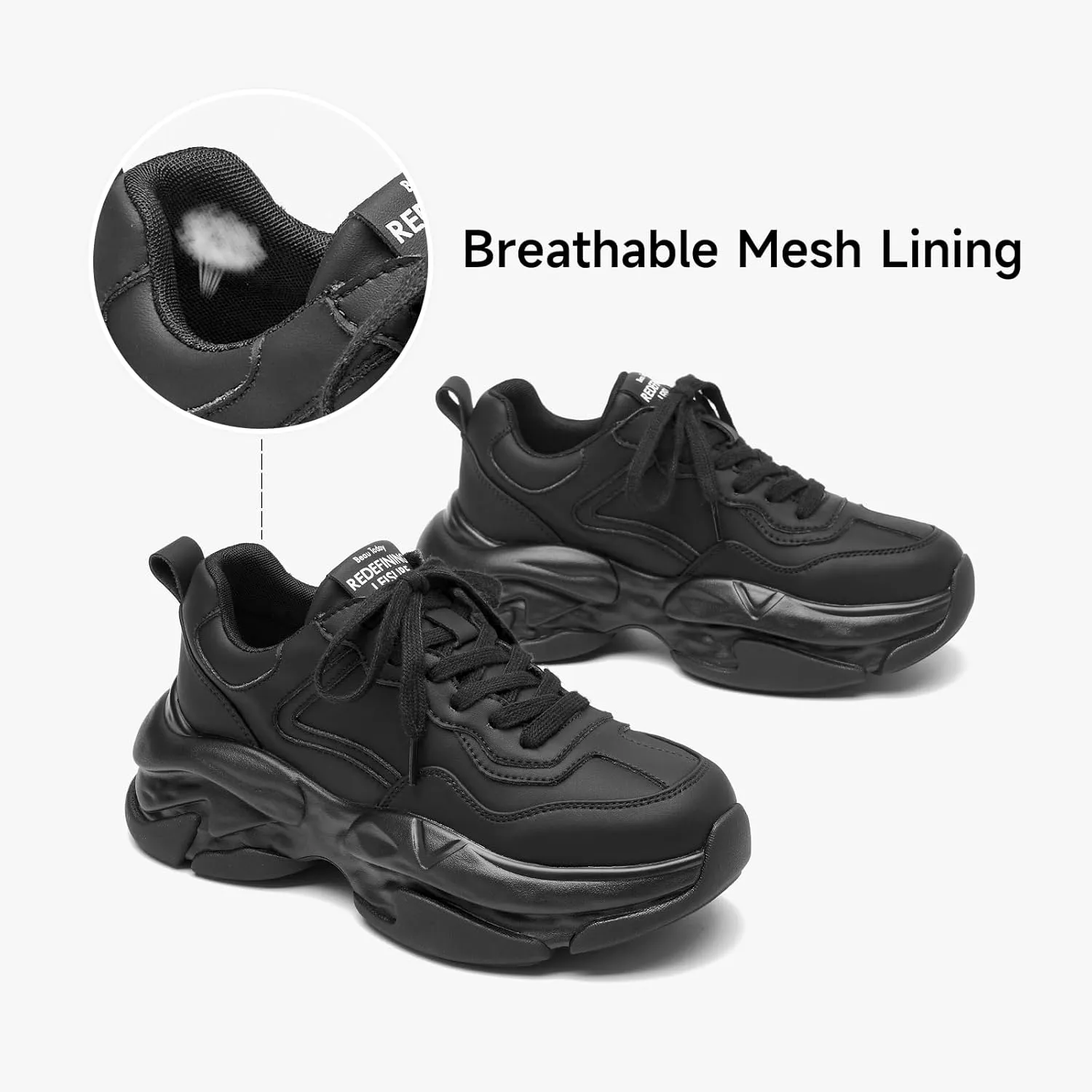 BEAU TODAY Womens Fashion Platform Sneakers, Chunky Sneakers for Women, Cute Retro Dad Shoes for Walking Tennis