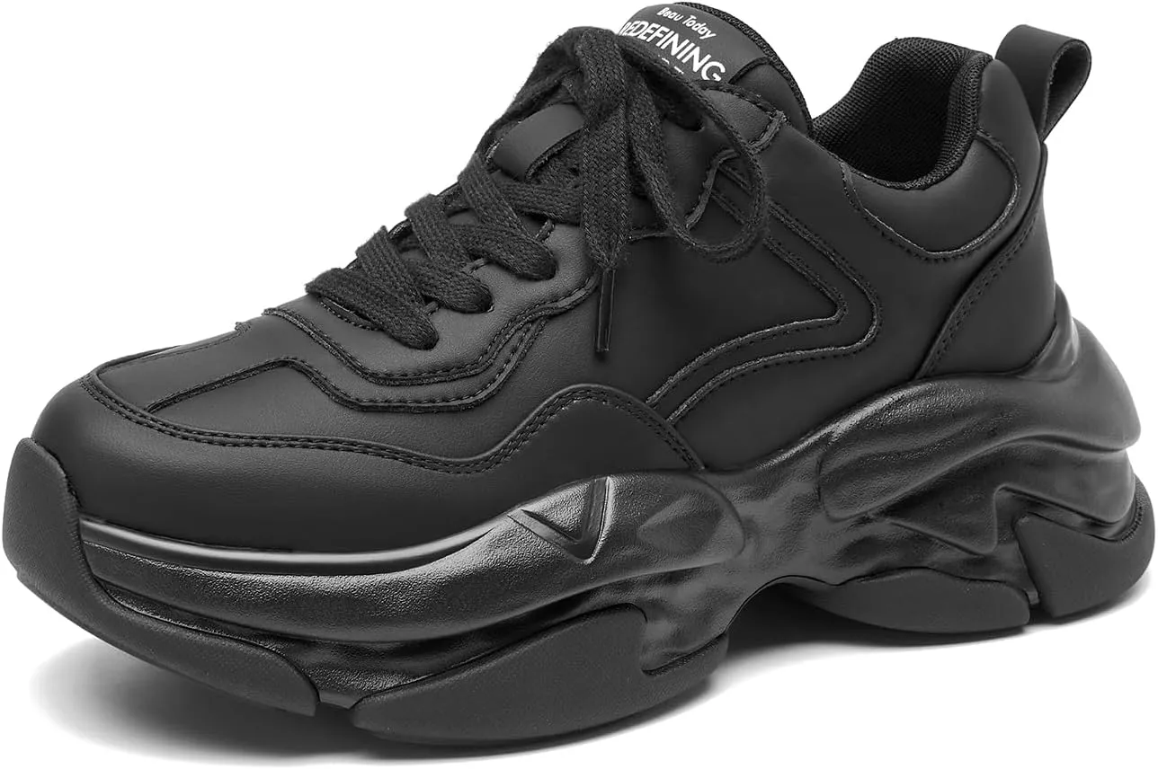 BEAU TODAY Womens Fashion Platform Sneakers, Chunky Sneakers for Women, Cute Retro Dad Shoes for Walking Tennis