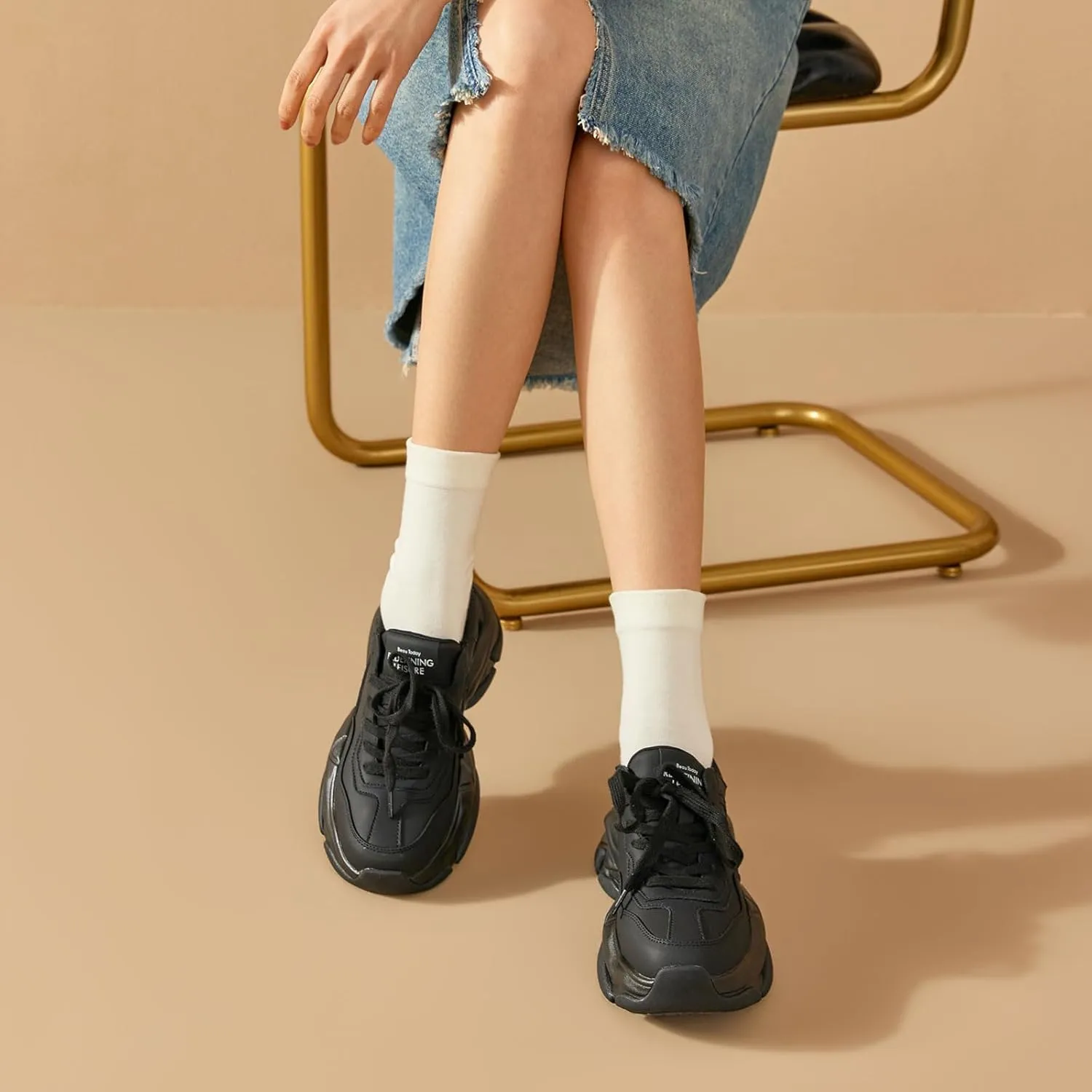 BEAU TODAY Womens Fashion Platform Sneakers, Chunky Sneakers for Women, Cute Retro Dad Shoes for Walking Tennis