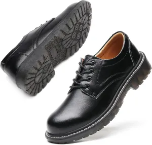 Black Oxford Shoes for Women Women's Oxfords Leather Flats Lace-Up Loafers Business Casual Work Office Uniform Dressy Server Shoes for Ladies Womens