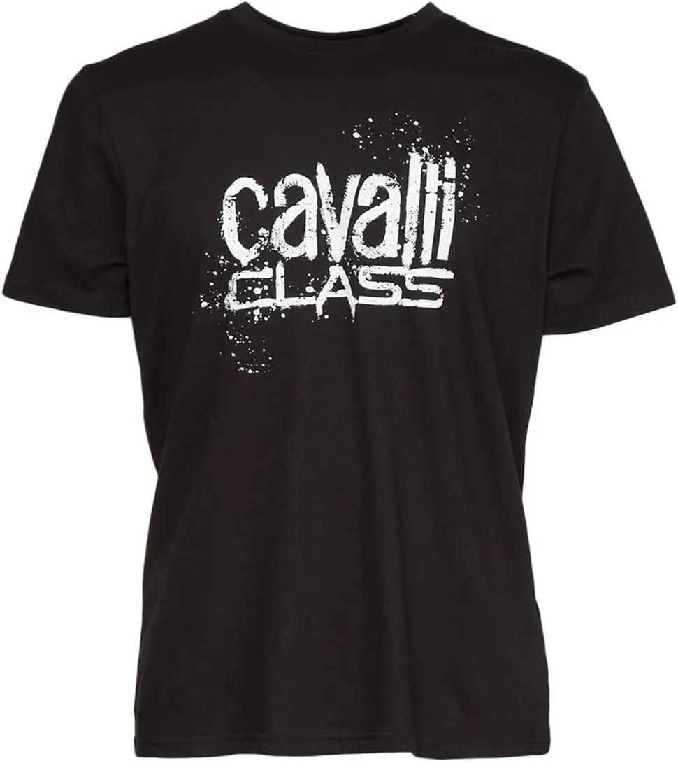Black Spray Print Signature Fashion T-Shirt - for Mens