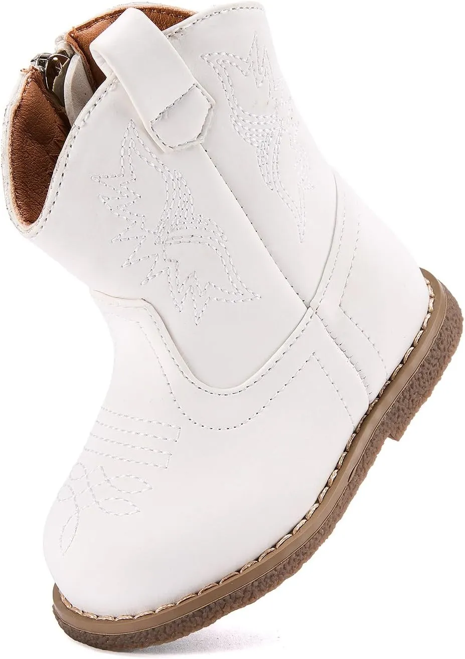 BMCiTYBM Baby Cowboy Cowgirl Boots Infant Western Boots Toddler Boys Girls Round Toe Riding Mid Calf Boots All Seasons for 6 9 12 18 24 Months