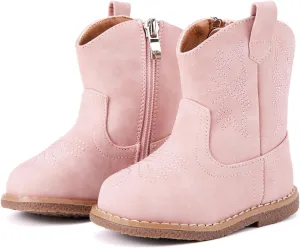 BMCiTYBM Baby Cowboy Cowgirl Boots Infant Western Boots Toddler Boys Girls Round Toe Riding Mid Calf Boots All Seasons for 6 9 12 18 24 Months
