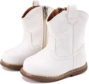 BMCiTYBM Baby Cowboy Cowgirl Boots Infant Western Boots Toddler Boys Girls Round Toe Riding Mid Calf Boots All Seasons for 6 9 12 18 24 Months
