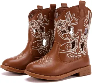 BMCiTYBM Toddler Girls Cowboy Cowgirl Boots Little Kids Pointed Toe Western Boots Mid Calf Side Zipper Riding Shoes for All Seasons (Toddler/Little Kid)