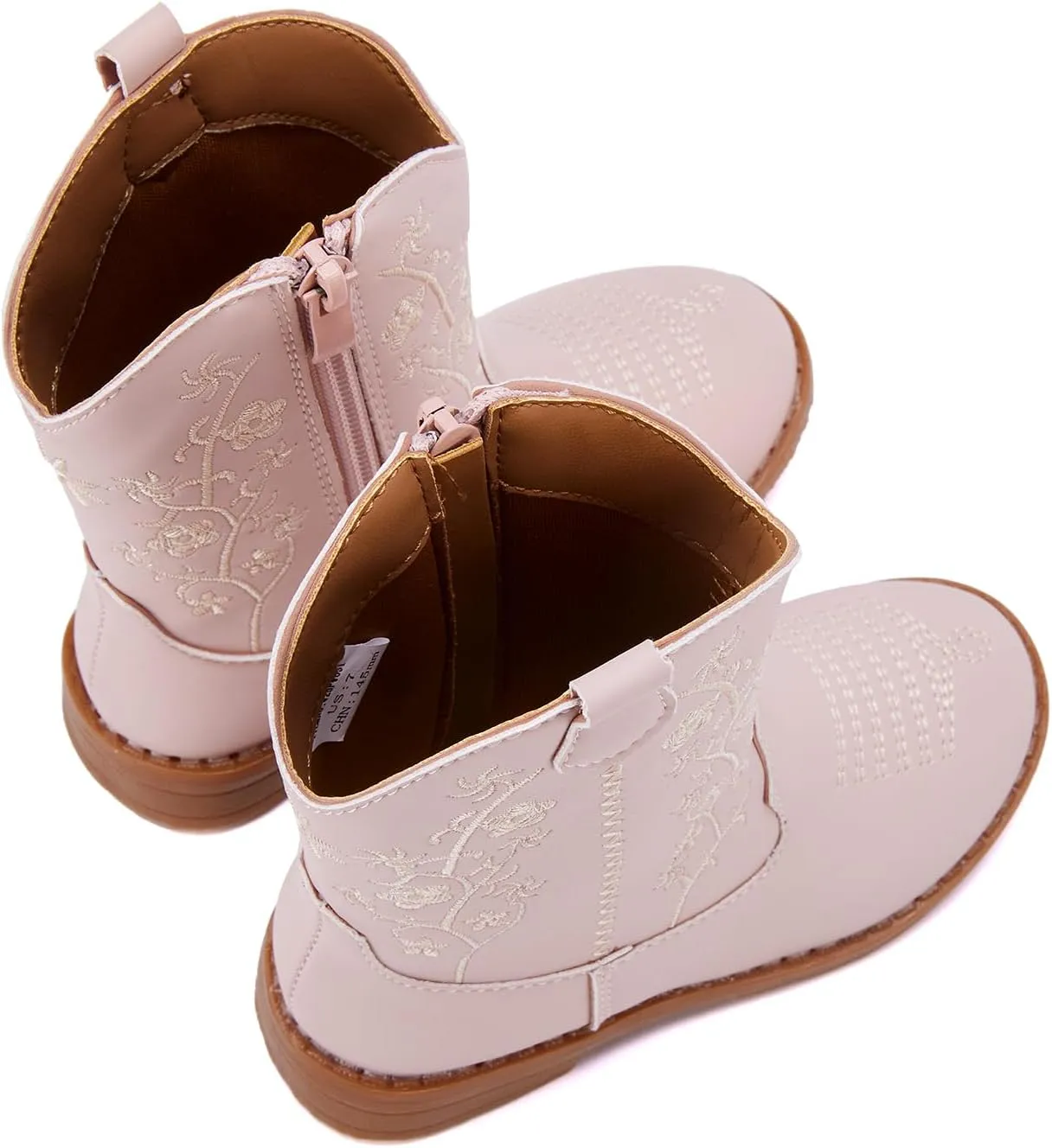 BMCiTYBM Toddler Girls Cowboy Cowgirl Boots Little Kids Pointed Toe Western Boots Mid Calf Side Zipper Riding Shoes for All Seasons (Toddler/Little Kid)