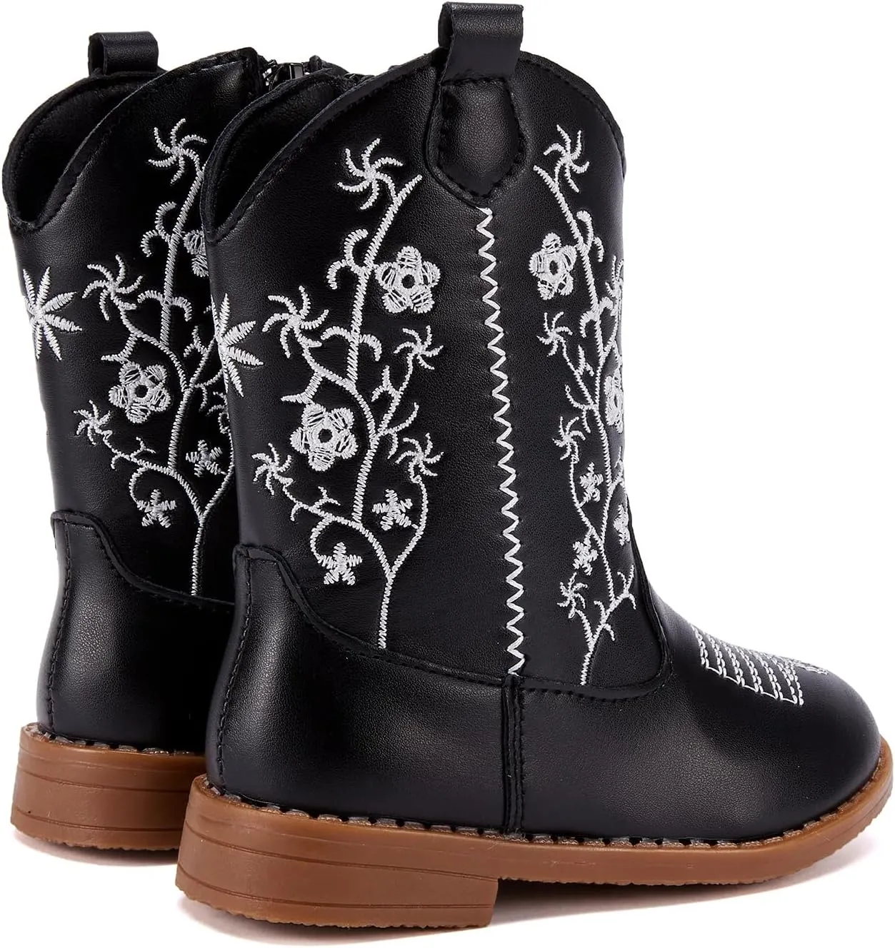 BMCiTYBM Toddler Girls Cowboy Cowgirl Boots Little Kids Pointed Toe Western Boots Mid Calf Side Zipper Riding Shoes for All Seasons (Toddler/Little Kid)