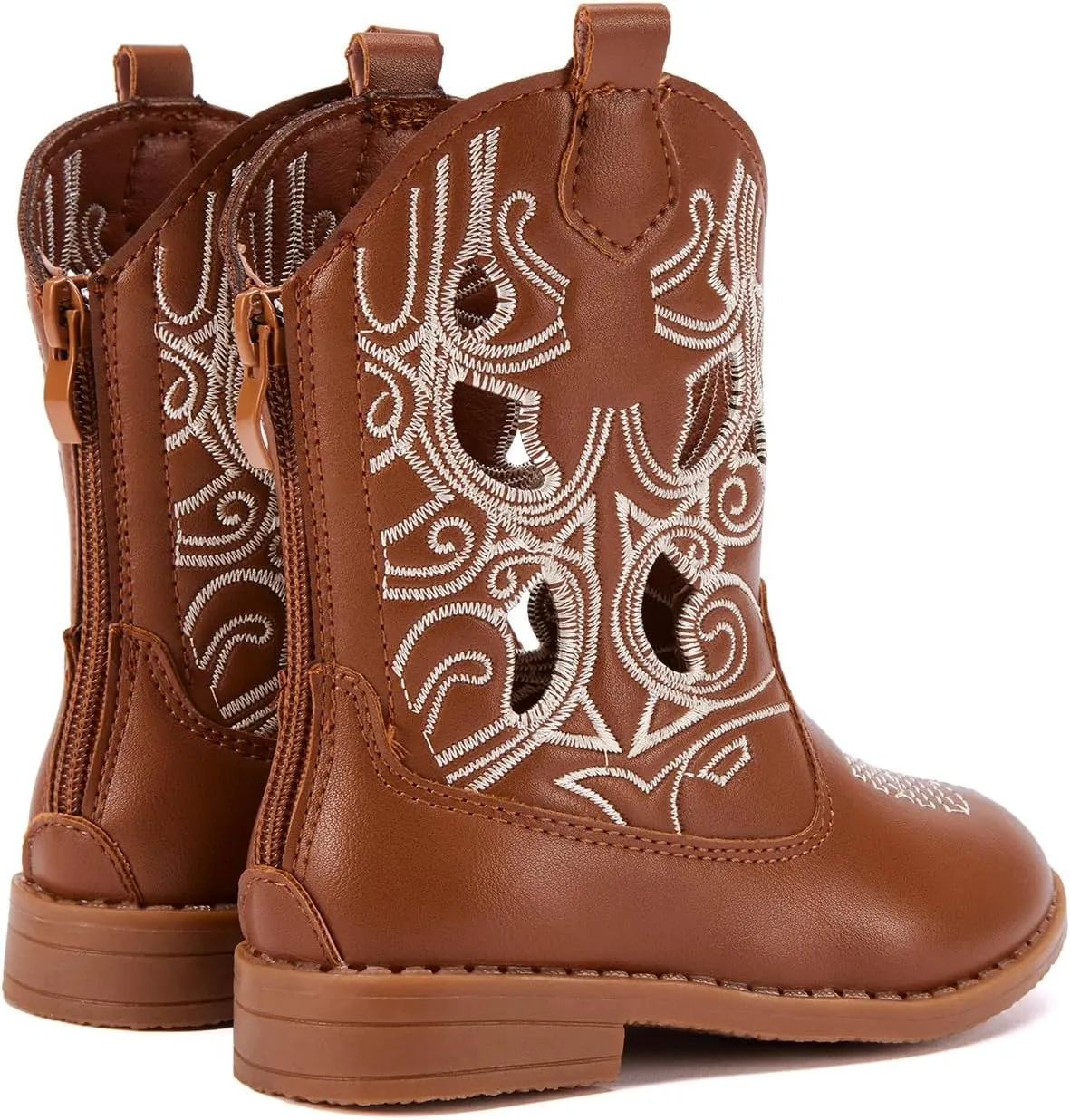 BMCiTYBM Toddler Girls Cowboy Cowgirl Boots Little Kids Pointed Toe Western Boots Mid Calf Side Zipper Riding Shoes for All Seasons (Toddler/Little Kid)