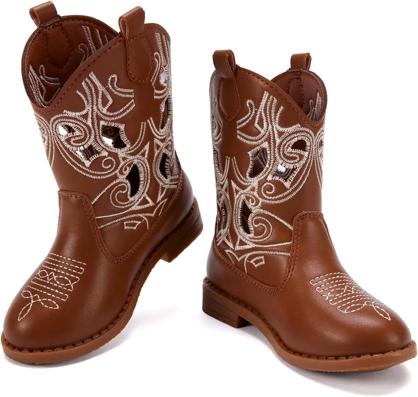 BMCiTYBM Toddler Girls Cowboy Cowgirl Boots Little Kids Pointed Toe Western Boots Mid Calf Side Zipper Riding Shoes for All Seasons (Toddler/Little Kid)