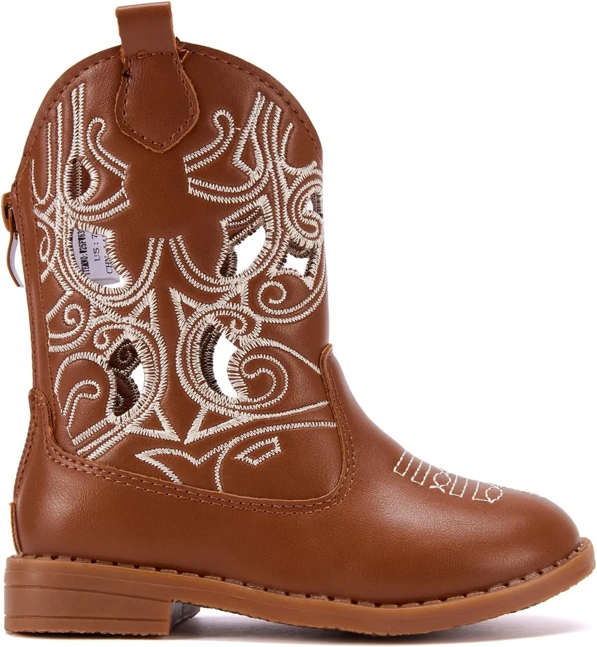 BMCiTYBM Toddler Girls Cowboy Cowgirl Boots Little Kids Pointed Toe Western Boots Mid Calf Side Zipper Riding Shoes for All Seasons (Toddler/Little Kid)