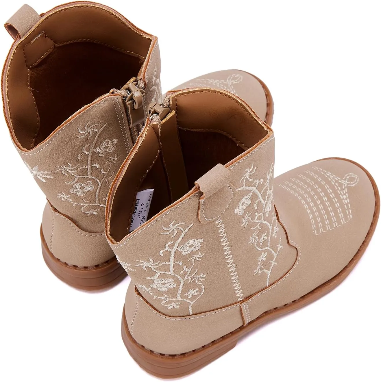 BMCiTYBM Toddler Girls Cowboy Cowgirl Boots Little Kids Pointed Toe Western Boots Mid Calf Side Zipper Riding Shoes for All Seasons (Toddler/Little Kid)