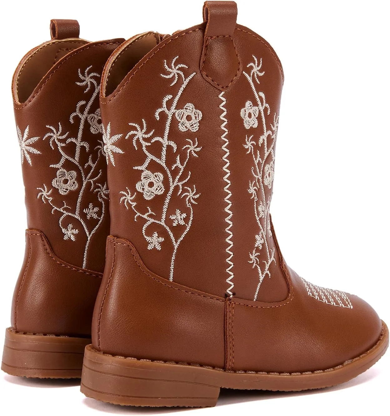 BMCiTYBM Toddler Girls Cowboy Cowgirl Boots Little Kids Pointed Toe Western Boots Mid Calf Side Zipper Riding Shoes for All Seasons (Toddler/Little Kid)