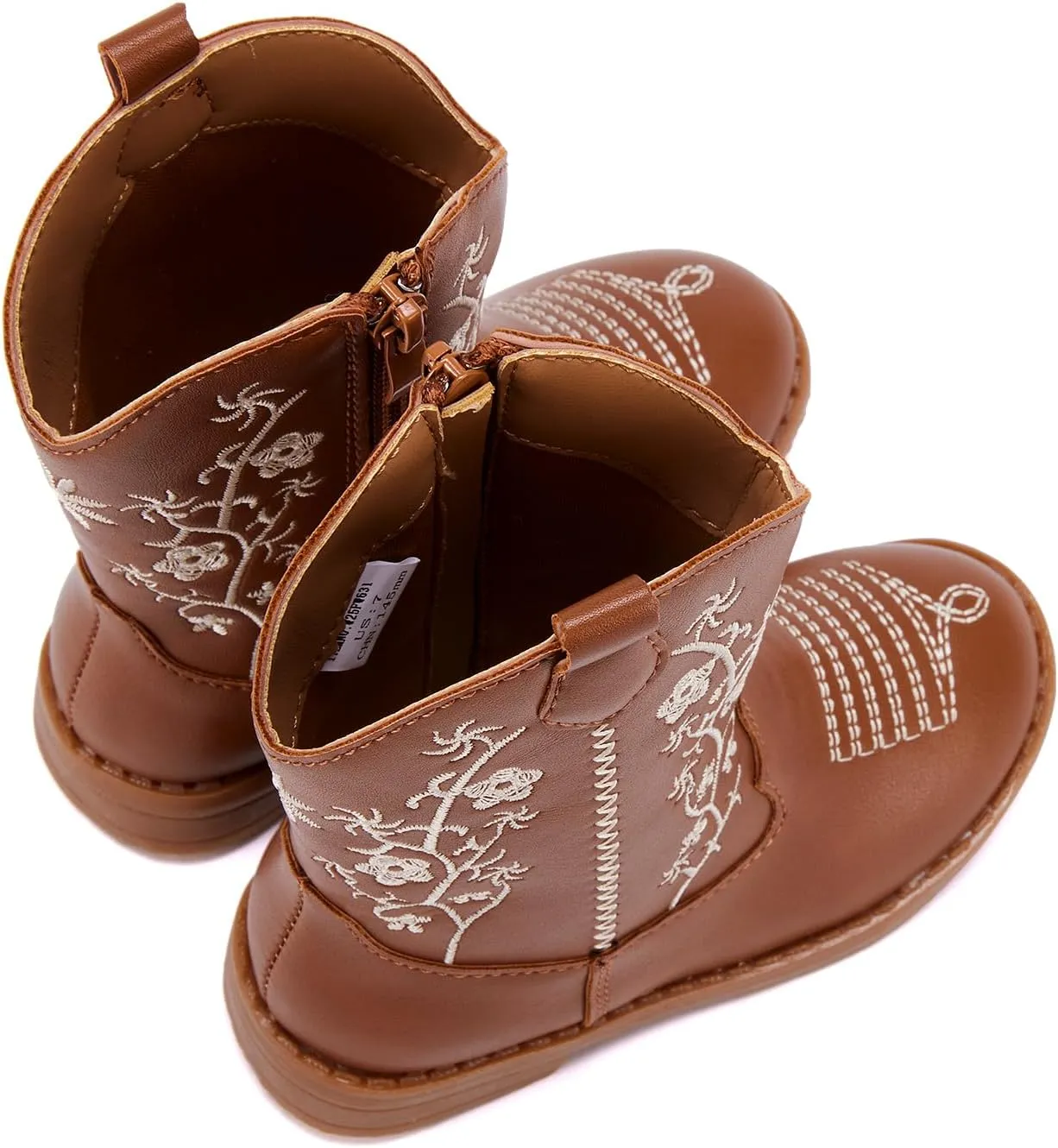 BMCiTYBM Toddler Girls Cowboy Cowgirl Boots Little Kids Pointed Toe Western Boots Mid Calf Side Zipper Riding Shoes for All Seasons (Toddler/Little Kid)