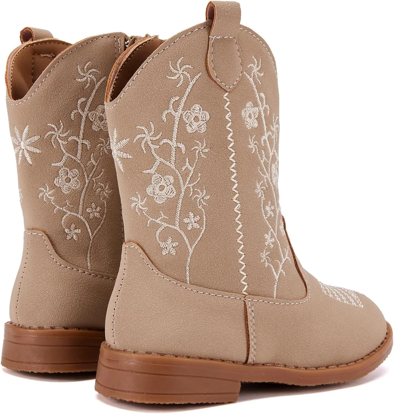BMCiTYBM Toddler Girls Cowboy Cowgirl Boots Little Kids Pointed Toe Western Boots Mid Calf Side Zipper Riding Shoes for All Seasons (Toddler/Little Kid)