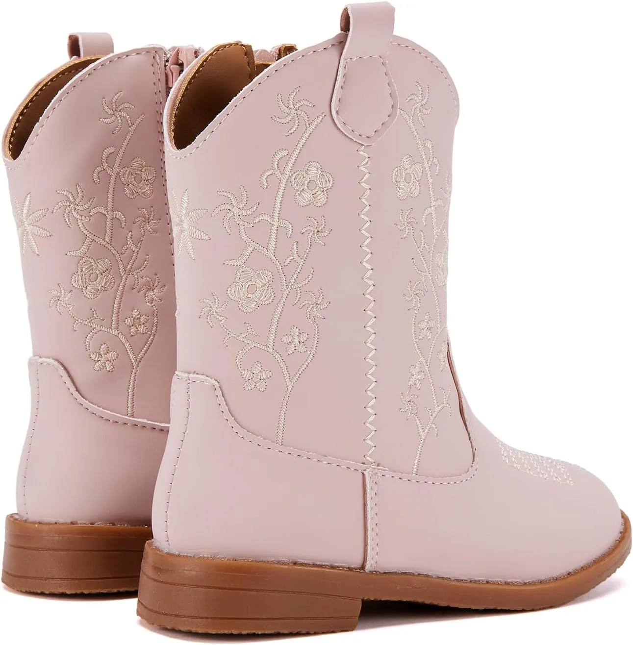 BMCiTYBM Toddler Girls Cowboy Cowgirl Boots Little Kids Pointed Toe Western Boots Mid Calf Side Zipper Riding Shoes for All Seasons (Toddler/Little Kid)
