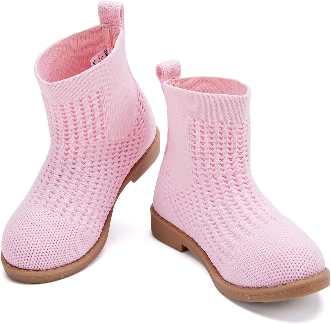 BMCiTYBM Toddler Girls Knitted Boots Breathable Low Heel Booties Pointed Toe Slip On Sock Shoes for All Seasons