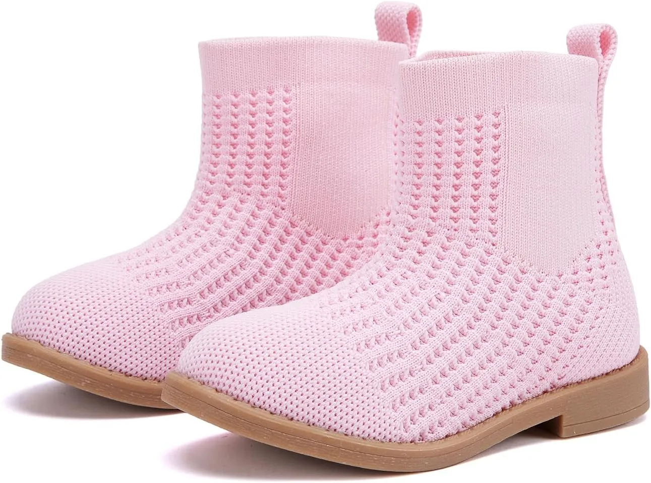 BMCiTYBM Toddler Girls Knitted Boots Breathable Low Heel Booties Pointed Toe Slip On Sock Shoes for All Seasons