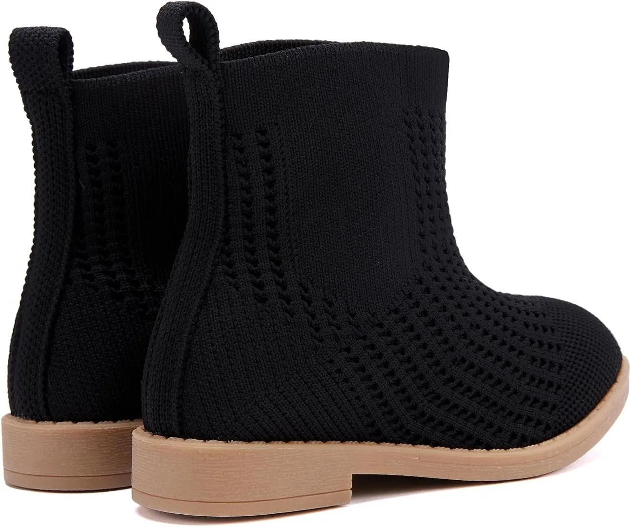 BMCiTYBM Toddler Girls Knitted Boots Breathable Low Heel Booties Pointed Toe Slip On Sock Shoes for All Seasons