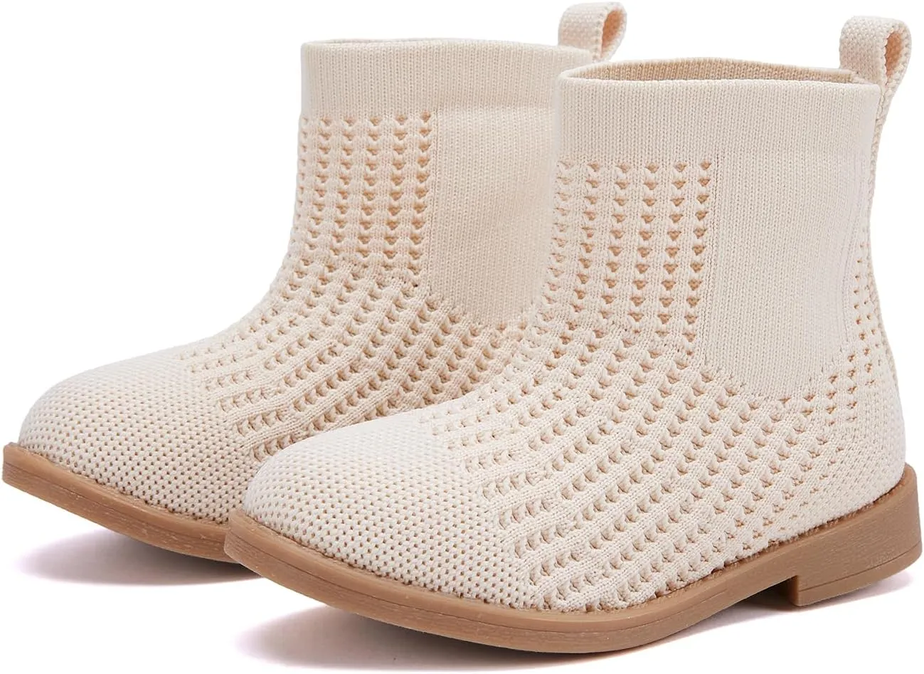 BMCiTYBM Toddler Girls Knitted Boots Breathable Low Heel Booties Pointed Toe Slip On Sock Shoes for All Seasons
