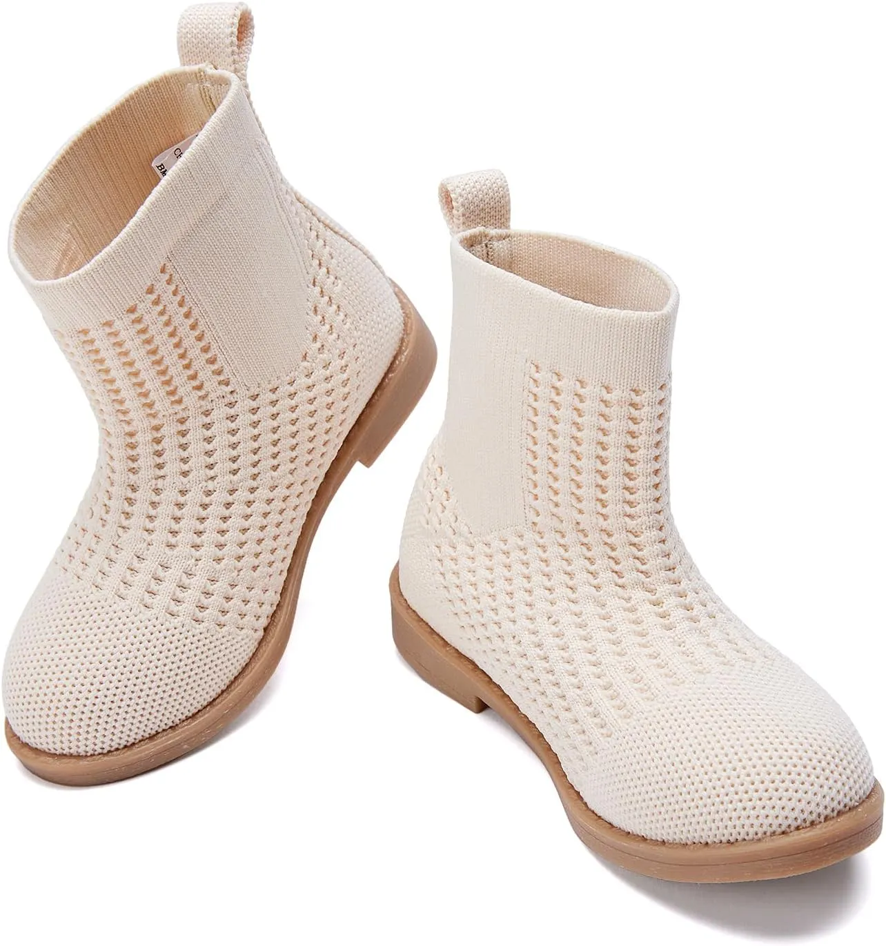 BMCiTYBM Toddler Girls Knitted Boots Breathable Low Heel Booties Pointed Toe Slip On Sock Shoes for All Seasons