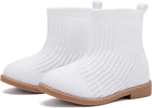 BMCiTYBM Toddler Girls Knitted Boots Breathable Low Heel Booties Pointed Toe Slip On Sock Shoes for All Seasons