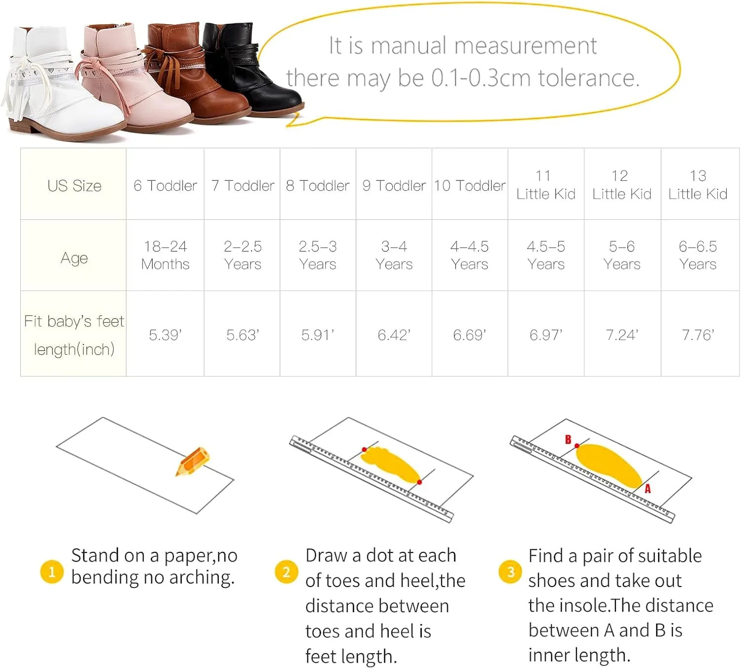 BMCiTYBM Toddler Little Girls Cowboy Cowgirl Boots Kids Pointed Toe Western Boots Mid Calf Side Zipper Riding Shoes for All Seasons (Toddler/Little Kid)