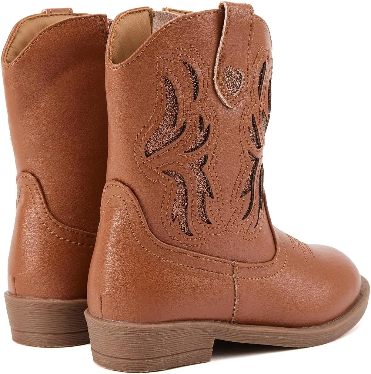 BMCiTYBM Toddler Little Girls Cowboy Cowgirl Boots Kids Pointed Toe Western Boots Mid Calf Side Zipper Riding Shoes for All Seasons (Toddler/Little Kid)