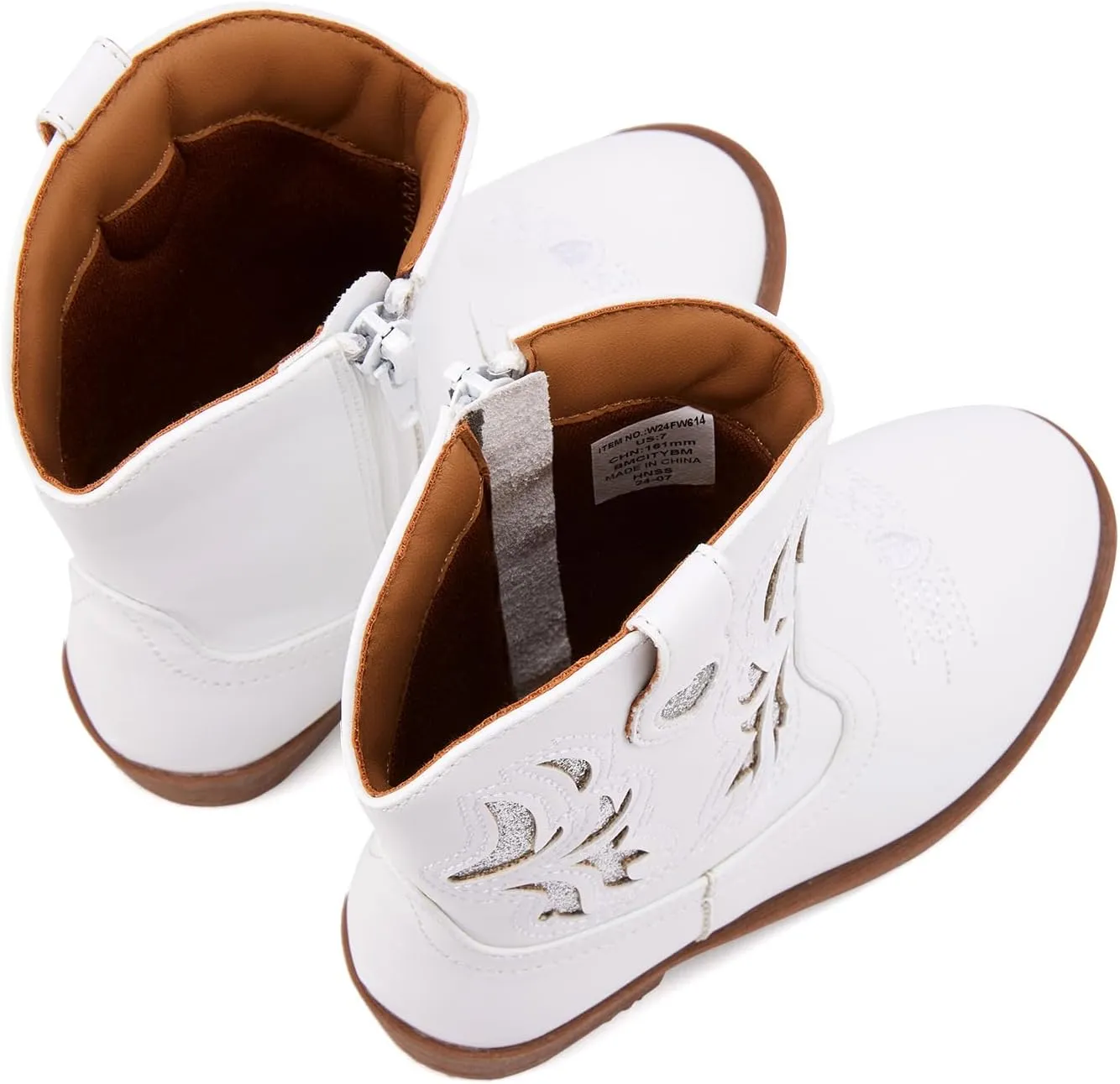 BMCiTYBM Toddler Little Girls Cowboy Cowgirl Boots Kids Pointed Toe Western Boots Mid Calf Side Zipper Riding Shoes for All Seasons (Toddler/Little Kid)