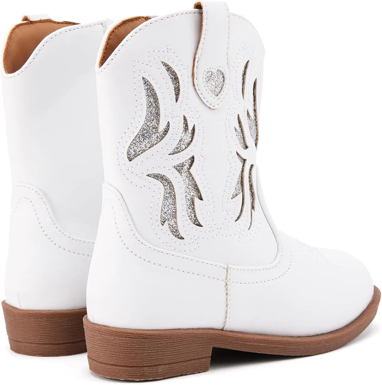 BMCiTYBM Toddler Little Girls Cowboy Cowgirl Boots Kids Pointed Toe Western Boots Mid Calf Side Zipper Riding Shoes for All Seasons (Toddler/Little Kid)