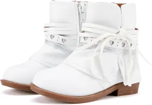 BMCiTYBM Toddler Little Girls Cowboy Cowgirl Boots Kids Pointed Toe Western Boots Mid Calf Side Zipper Riding Shoes for All Seasons (Toddler/Little Kid)