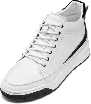 CALTO Men's Invisible Height Increasing Elevator Shoes - Premium Leather Lace-up Ankle Top Sneaker Boots - 2.6 Inches Taller