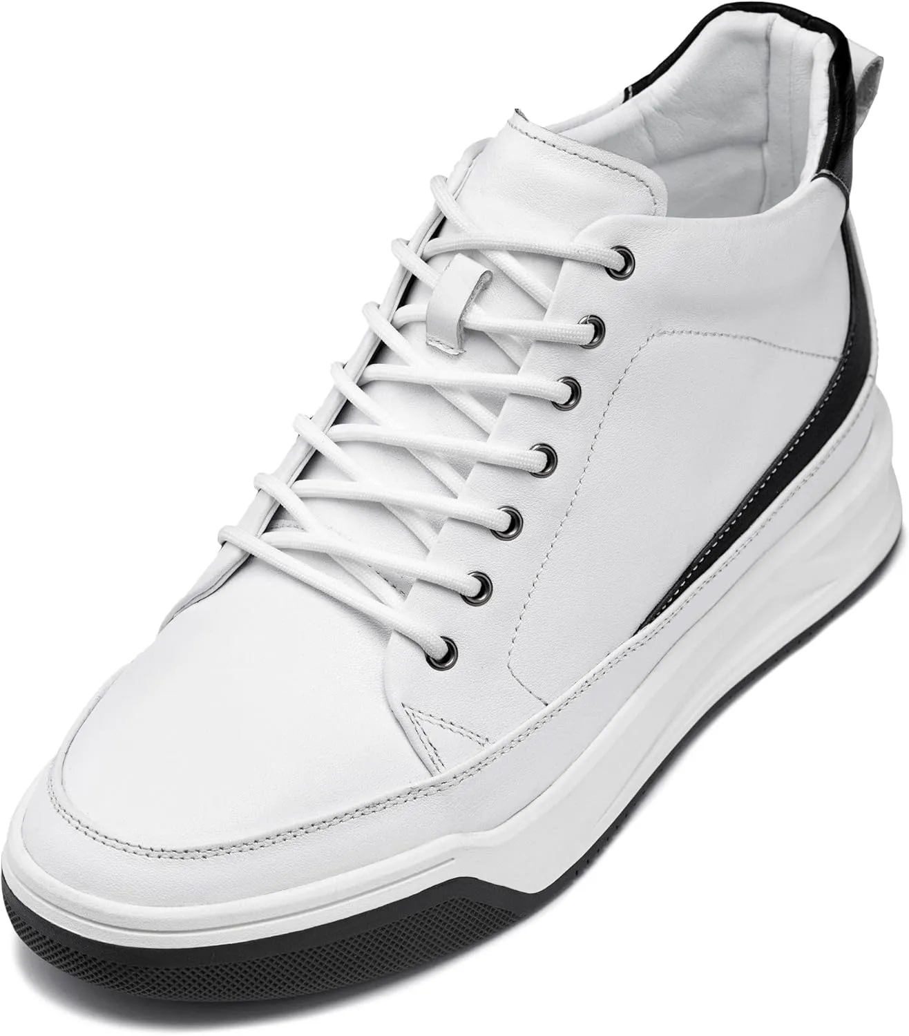 CALTO Men's Invisible Height Increasing Elevator Shoes - Premium Leather Lace-up Ankle Top Sneaker Boots - 2.6 Inches Taller