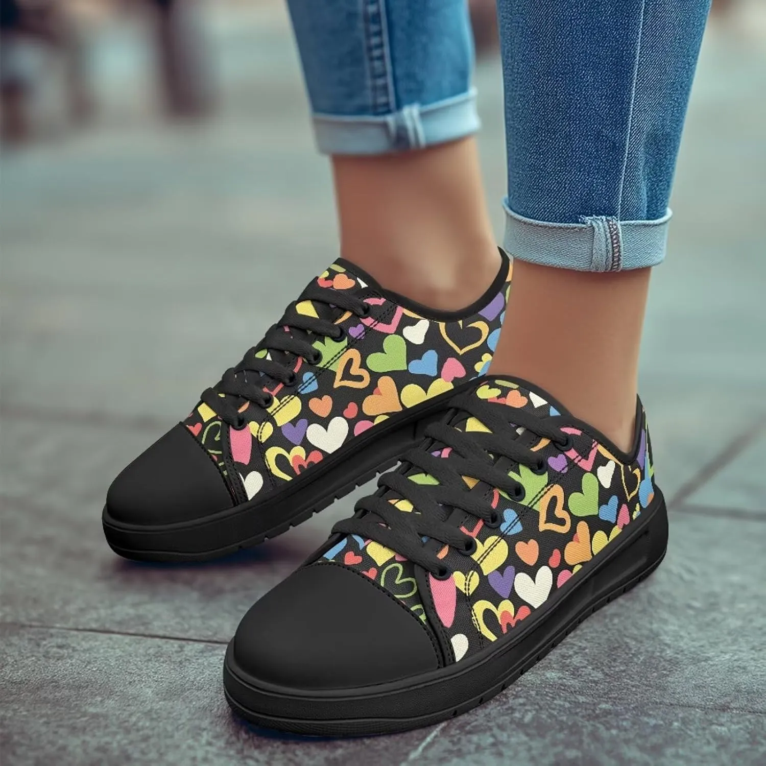 Canvas Shoes for Women Low Top Casual White Black Sneakers Womens Lace Up Fashion Comfortable Walking Shoes
