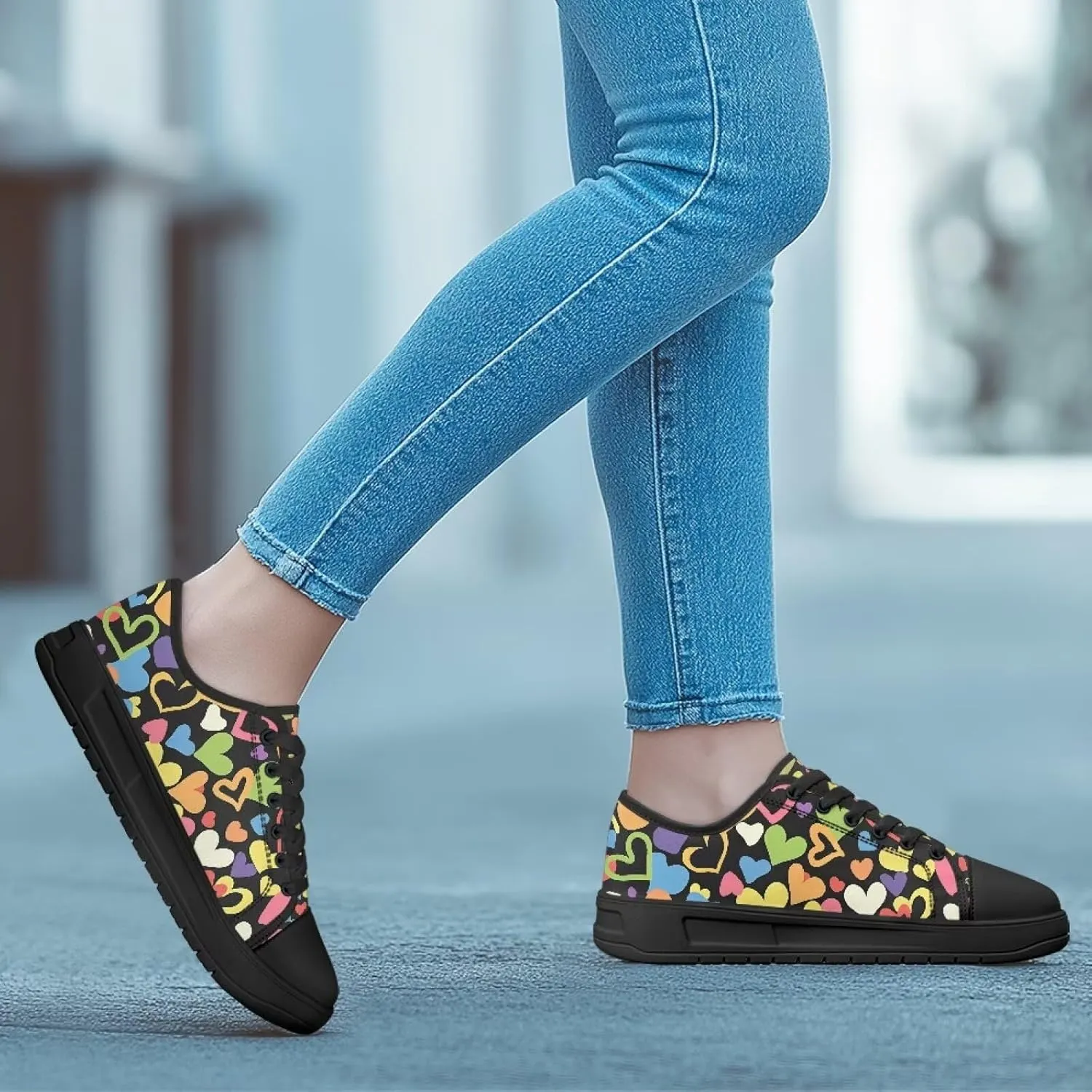 Canvas Shoes for Women Low Top Casual White Black Sneakers Womens Lace Up Fashion Comfortable Walking Shoes