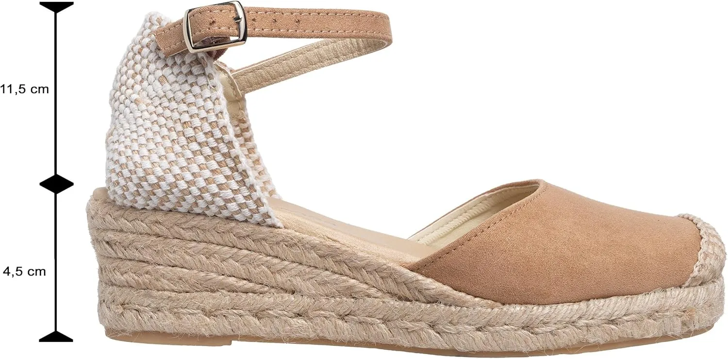 Canvas Wedge Women's Sandals with 2 Inch Heel and Breathable Cotton Canvas Upper and 100% Natural Jute Midsole for All Casual Occasions