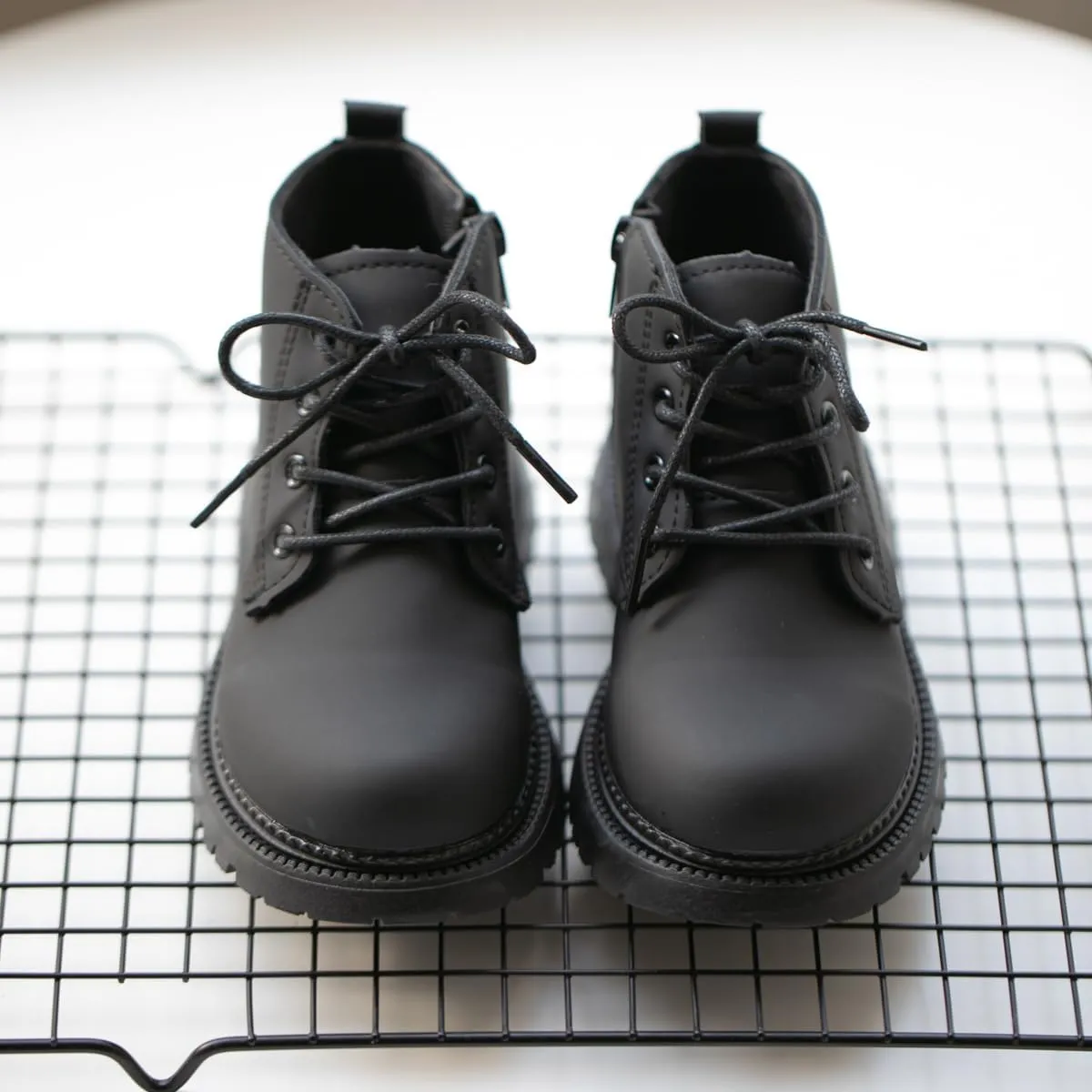 Casazoe Toddler Boys Girls Boots Little Kid Classic Work Boots Side Zipper Casual Walking Hiking Shoe High Top Lace Up Combat Ankle Shoes