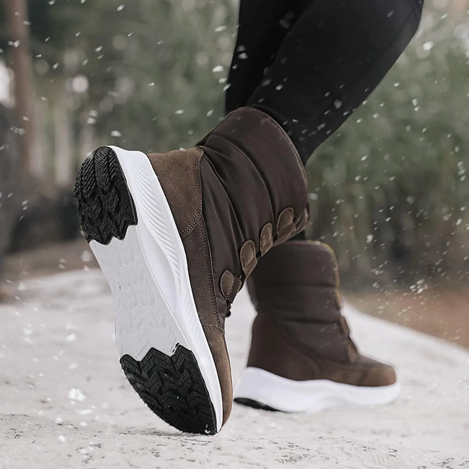 CERYTHRINA Womens Waterproof Booties Lightweight Winter Fur Lined Walking Boots Anti-Slip Outdoor Snow Boots